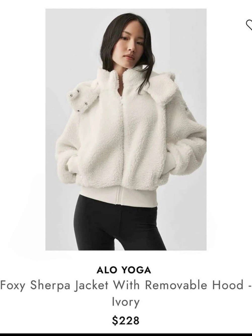 Alo Yoga Foxy Sherpa Jacket With Removable Hood Black